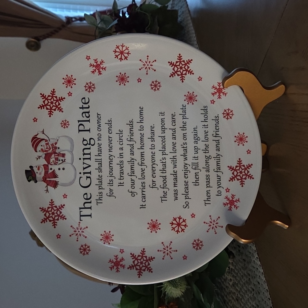 3 The Giving Plate 12" Melamine Platter Pass it to Friends Family Snowman